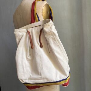 State Canvas & Multicolored Thick Grosgrain Backpack